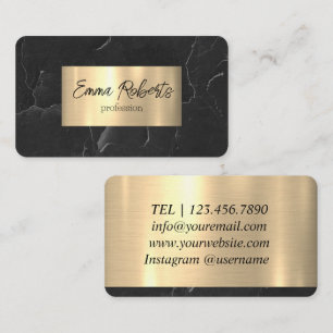 Tarjeta De Visita Grunge mecha Textura de pared negra de oro