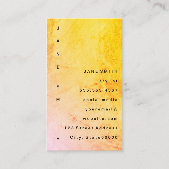 Tarjeta De Visita Grunge moderno con texto vertical (Anverso)