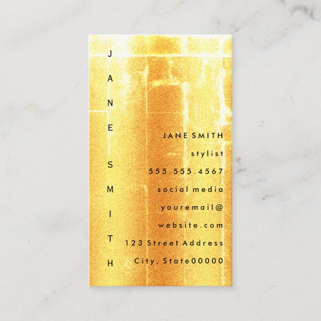 Tarjeta De Visita Grunge moderno con texto vertical (Anverso)