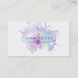 Tarjeta De Visita grunge moderno elegante del azul de la acuarela