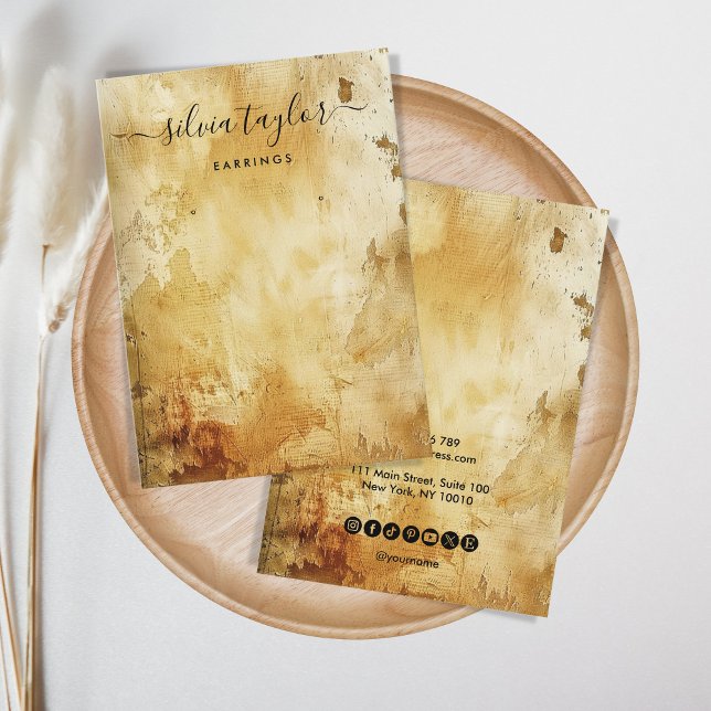 Tarjeta De Visita Grunge Old Wood Gold Earl Display (grunge texture)