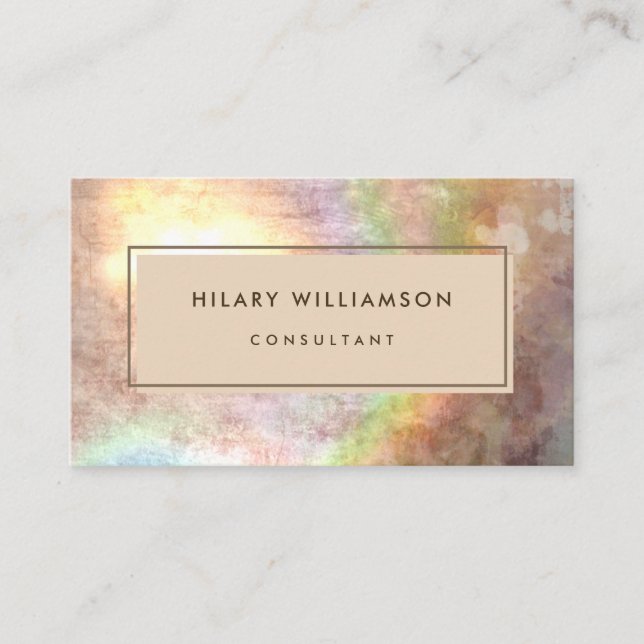 Tarjeta De Visita Grunge Pastel Holograph Beige (Anverso)
