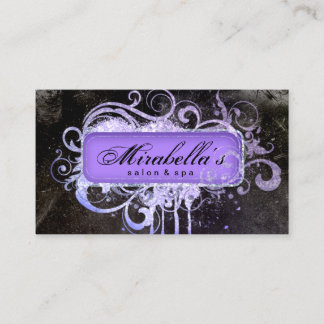 Tarjeta De Visita Grunge Purpurina Salon Spa Black Purple