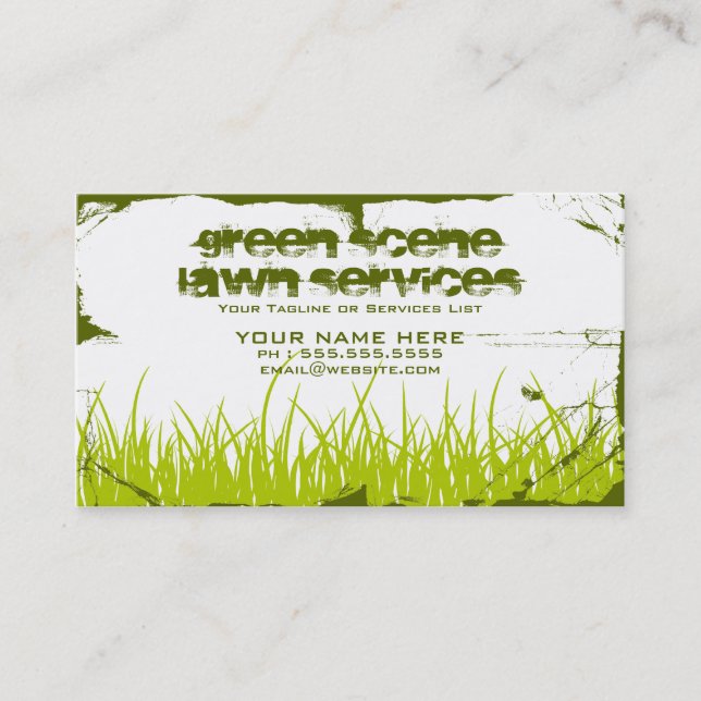 Tarjeta De Visita grunge verde de la escena (Anverso)