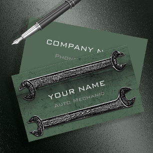 Tarjeta De Visita Grunge Wrenches Green ID321