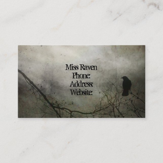 Tarjeta De Visita Grungy Crow And Moon (Anverso)