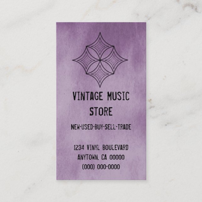 Tarjeta De Visita Grungy Diamond Business Card, Lilac (Anverso)