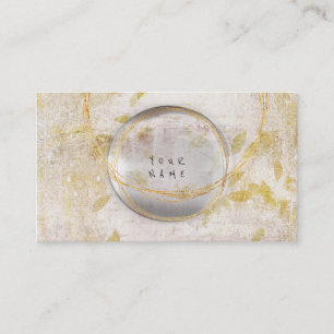 Tarjeta De Visita Grungy Wall Golden Relieve metalizado Glass White