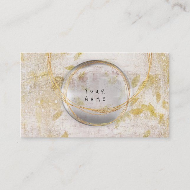 Tarjeta De Visita Grungy Wall Golden Relieve metalizado Glass White  (Anverso)