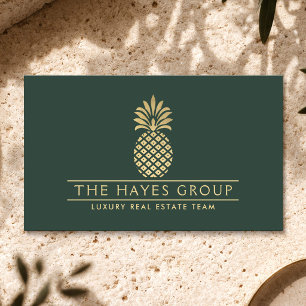 Tarjeta De Visita Grupo de Bienes Raíces de Lujo Piña Verde Profundo