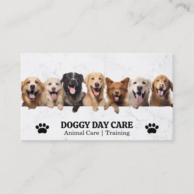 Tarjeta De Visita Grupo de perros felices | Cuidado de los animales  (Anverso)