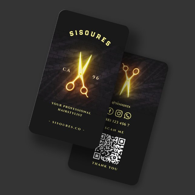 Tarjeta De Visita Gslow Scissors Hairstylist Barbershop (Subido por el creador)