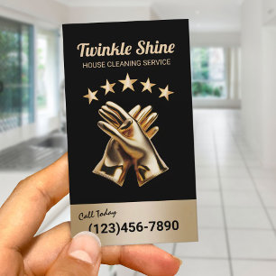 Tarjeta De Visita Guantes modernos de limpieza de oro para la limpie