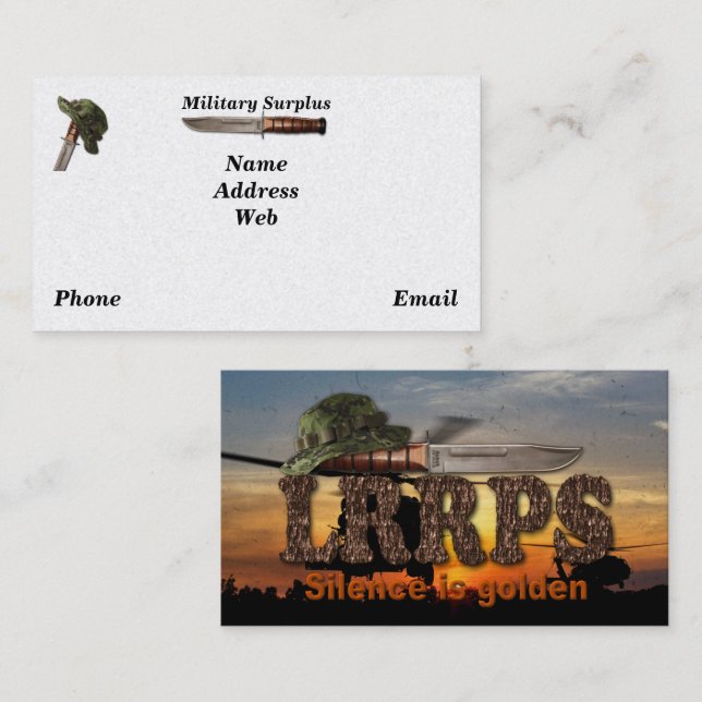 Tarjeta De Visita Guardabosques de los infantes de marina de la (Anverso / Reverso)