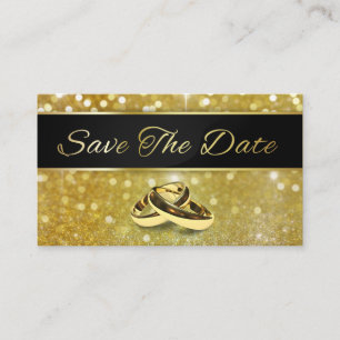 Tarjeta De Visita Guardar los Anillos de Boda de fecha dorada - Tarj