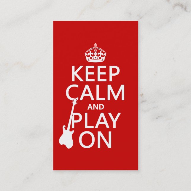 Tarjeta De Visita Guarde la calma y el juego en (guitarra) (Anverso)