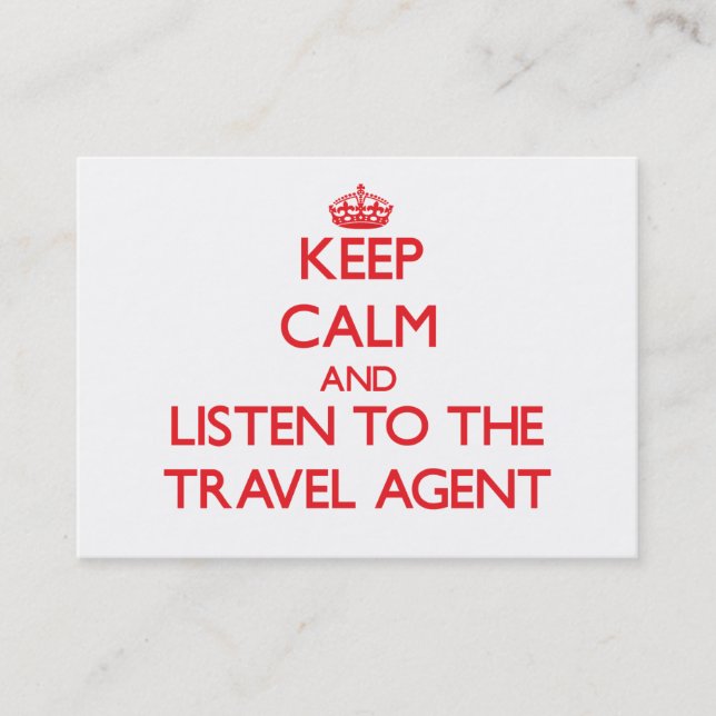 Tarjeta De Visita Guarde la calma y escuche el agente de viajes (Anverso)