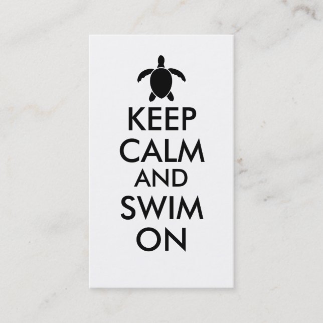 Tarjeta De Visita Guarde la calma y nade en personalizado de la (Anverso)