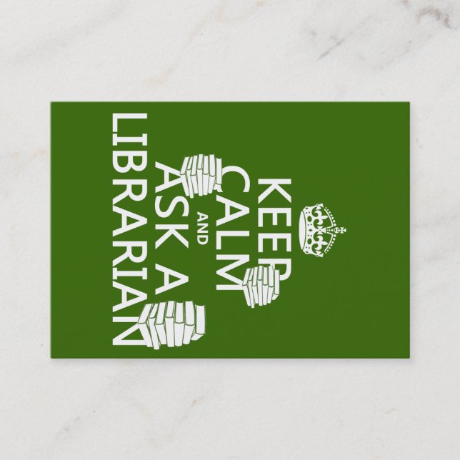 Tarjeta De Visita Guarde la calma y pregunte a bibliotecario (Anverso)