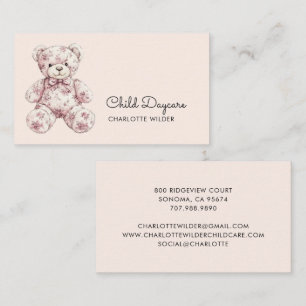 Tarjeta De Visita Guardería de Ositos de Toile Adorables
