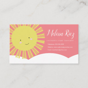 Tarjeta De Visita Guardería Infantil Niñera Sol Rosa