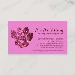 Tarjeta De Visita Guardería y salón de aseo para mascotas Pink Paw P