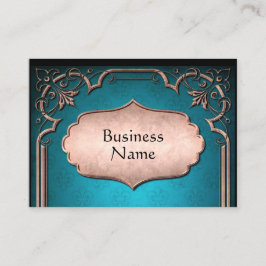 Tarjeta De Visita Guarnecido victoriano de cobre adamascado azul el5