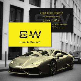 Tarjeta De Visita Guay amarillo y negro llamativo con monograma