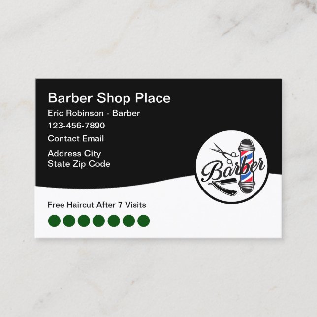 Tarjeta De Visita Guay Barber Shop Loyalty Rewards Business Cards (Anverso)