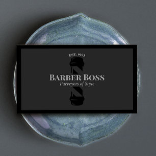 Tarjeta De Visita Guay Black Barber Shop Pole Barbershop
