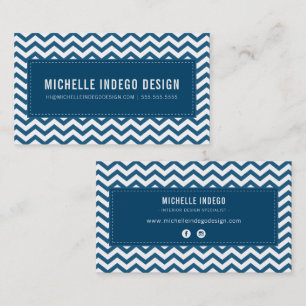 Tarjeta De Visita GUAY CHEVRON PATTERN preppy azul marino oscuro mod