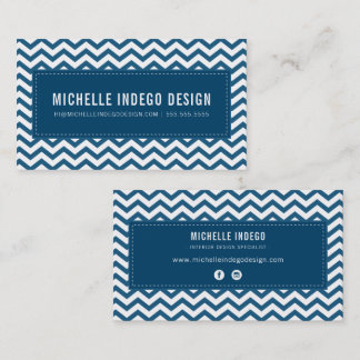 Tarjeta De Visita GUAY CHEVRON PATTERN preppy azul marino oscuro mod