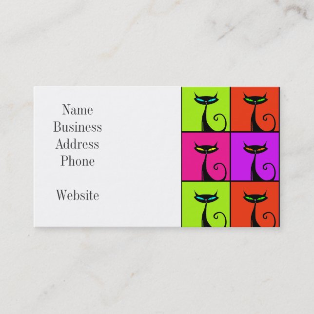 Tarjeta De Visita Guay Colorful Kitty Cat Pop Art (Anverso)