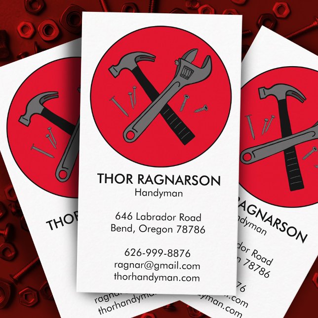 Tarjeta De Visita Guay de martillo de construcción de reparación de  (Handyman Repair Construction Wrench Hammer Cool Business Card
)