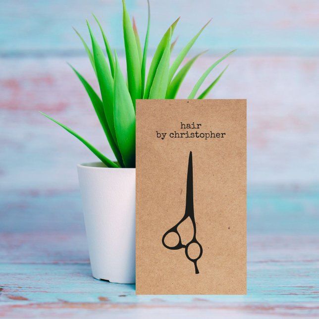 Tarjeta De Visita Guay Elegant Kraft Paper Black Scissor Hairstylist (Subido por el creador)