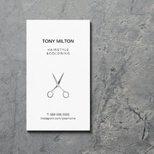 Tarjeta De Visita Guay Elegant White Faux Silver Scissors Hair