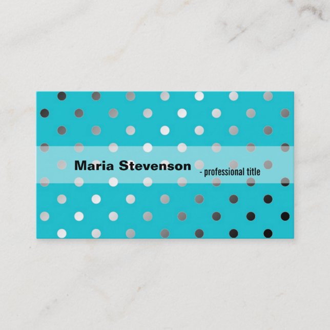 Tarjeta De Visita Guay, elegantes puntos de polka azul acuático (Anverso)