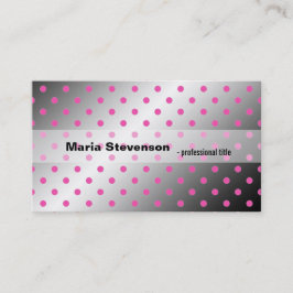 Tarjeta De Visita Guay, elegantes puntos de polka rosa y gris brilla