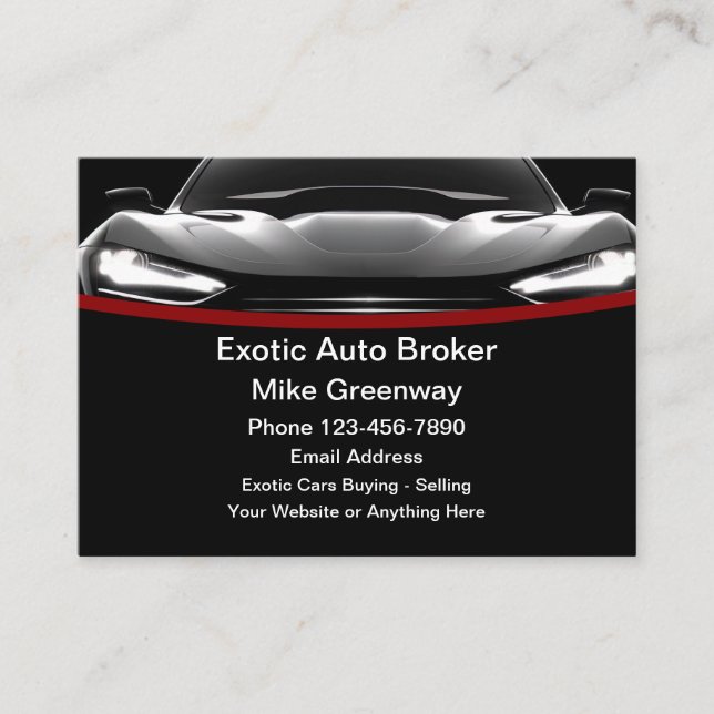 Tarjeta De Visita Guay Exotic Car Auto Broker Business Cards (Anverso)