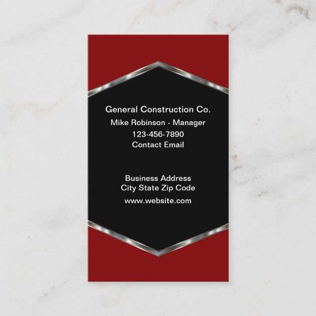 Tarjeta De Visita Guay General Construction Business Cards (Anverso)