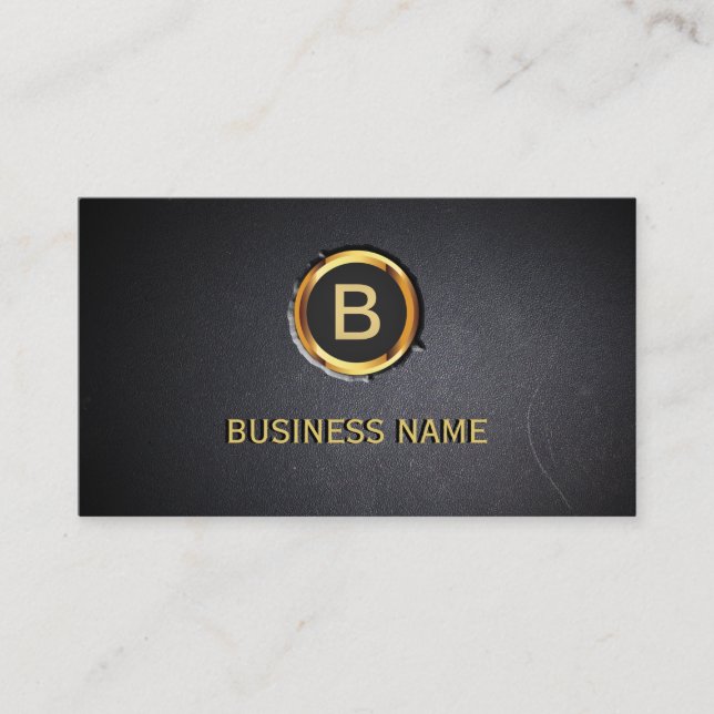 Tarjeta De Visita Guay Gold Ring Monogram Coal Black Business Card (Anverso)