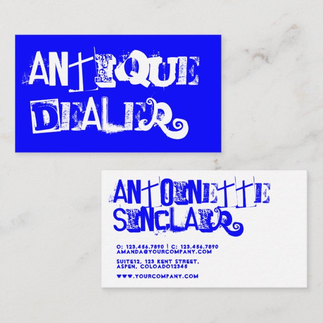 Tarjeta De Visita Guay Grunge Antique Dealer (Anverso / Reverso)