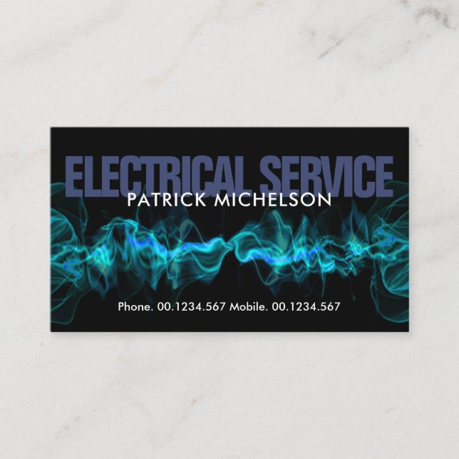 Tarjeta De Visita Guay Hot Blue Electric Lightrician (Anverso)