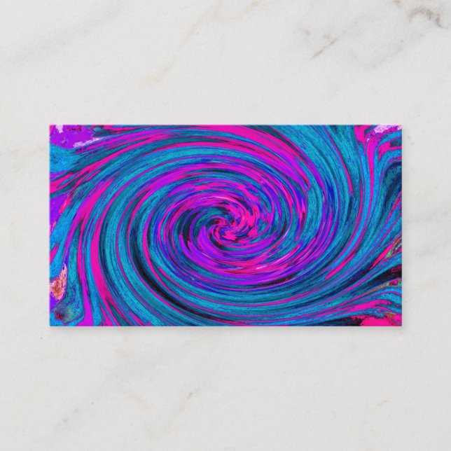 Tarjeta De Visita Guay Hot Pink, Purple and Blue Abstract Retro (Anverso)