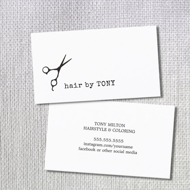 Tarjeta De Visita Guay Minimal Black White Scissors Hair Stylist (Subido por el creador)