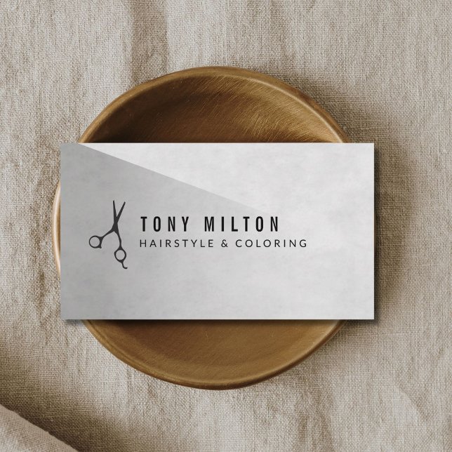 Tarjeta De Visita Guay Minimal Gray Black Scissors Hairstylist (Subido por el creador)