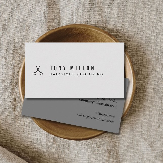Tarjeta De Visita Guay Minimal Gray Black Scissors Hairstylist (Subido por el creador)