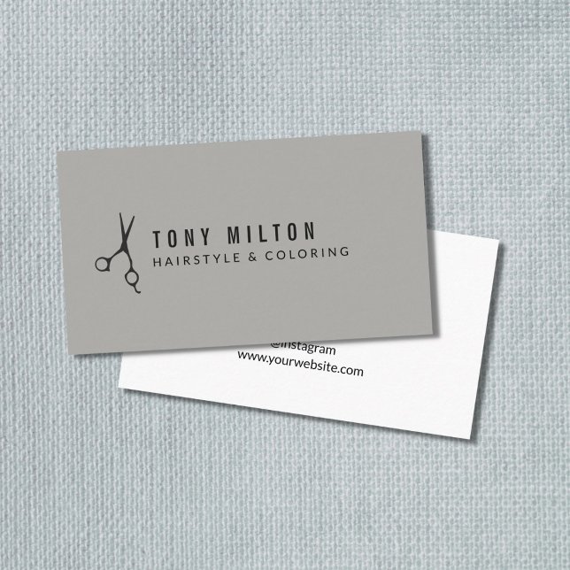 Tarjeta De Visita Guay Minimal Gray Black Scissors Hairstylist (Subido por el creador)