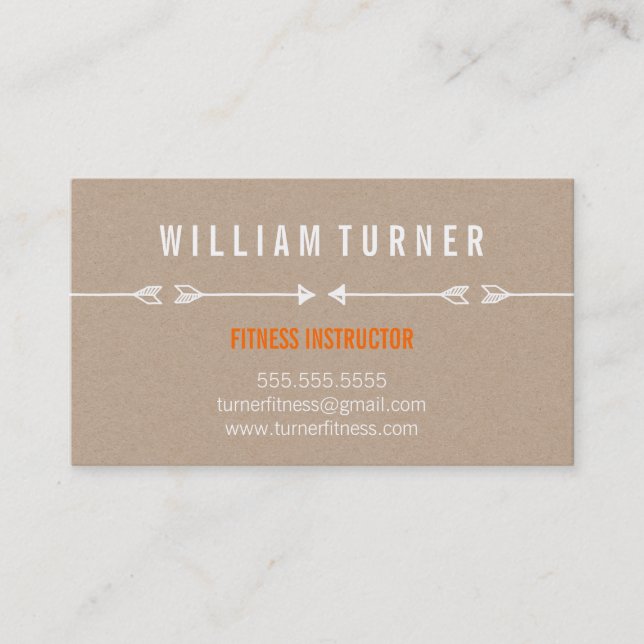 Tarjeta De Visita GUAY MODERN ARROW simple sketch de moda eco kraft (Anverso)