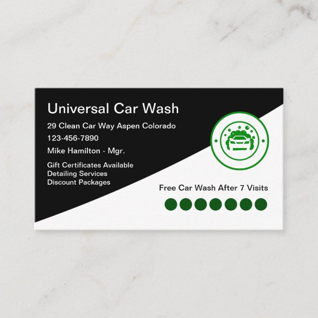 Tarjeta De Visita Guay Modern Car Wash Loyalty Rewards (Anverso)